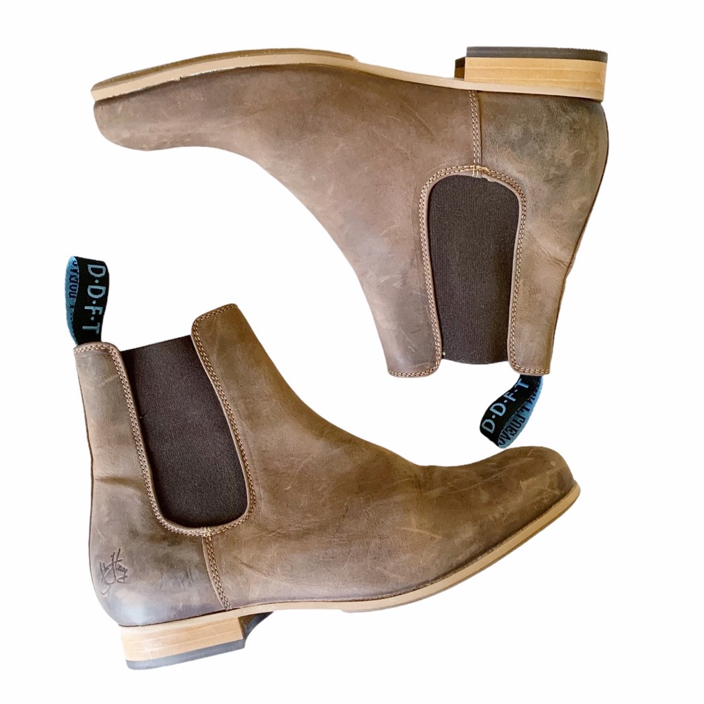 John Fleuvog Brown Nubuck Leather Chelsea Boots